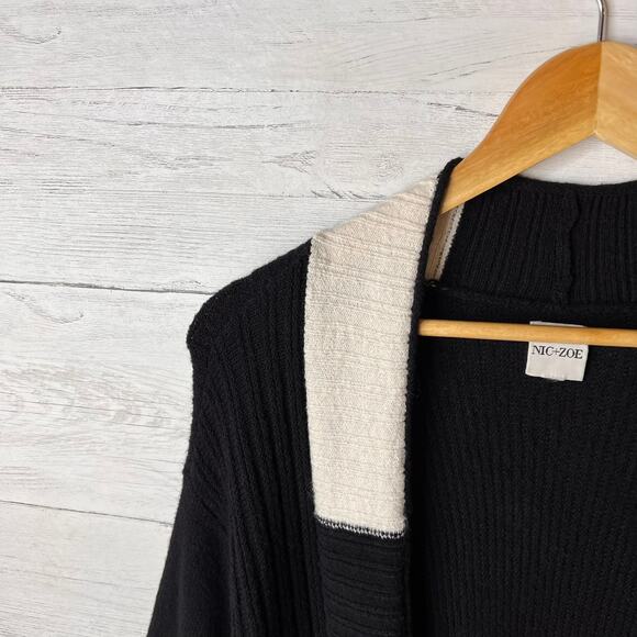 Nic + Zoe Sweater Womens Size XXL Black Onyx Cozy Up Twirl Open Front Cardigan - Picture 10 of 16